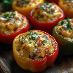 If you're on the lookout for a vibrant and delicious appetizer that will not only tantalize your taste buds but also impress your guests, look no further than Colorful Cheesy Stuffed Mini Bell Peppers. These delightful bites are a perfect fusion of flavor and fun, making them an ideal choice for any gathering, whether it's a casual get-together, a festive celebration, or simply a cozy night in. The appeal of this recipe goes beyond just taste; the stunning array of colors from the mini bell peppers adds a visual feast to your table, enhancing both the presentation and the overall dining experience.
