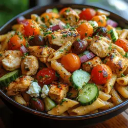 As the summer sun shines brightly and outdoor gatherings become a regular occurrence, pasta salads emerge as a beloved staple in warm-weather cuisine. These dishes are not only easy to prepare but also customizable, allowing for a vibrant mix of flavors and textures that appeal to a wide range of palates. Among the many delightful variations, the Greek Chicken Pasta Salad stands out as a particularly fresh, healthy, and flavorful option. This dish seamlessly combines tender pasta with protein-rich chicken and a medley of colorful vegetables, all enhanced by the bold flavors characteristic of Greek cuisine.