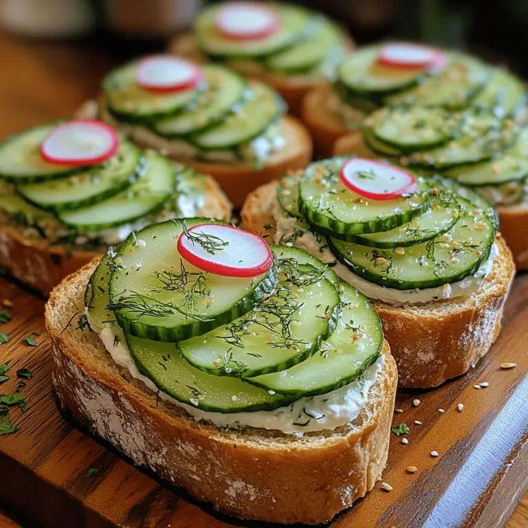 Cucumber cream cheese sandwiches are a delightful culinary treat that epitomizes lightness and refreshment. This dish is a staple for various occasions, from elegant tea parties to casual picnics or even as a quick and easy light lunch. The combination of crisp cucumbers and creamy cheese creates a harmonious balance of textures and flavors that appeal to both the palate and the eye. Their versatility makes them a go-to choice for hosting gatherings or simply enjoying a nourishing snack at home.