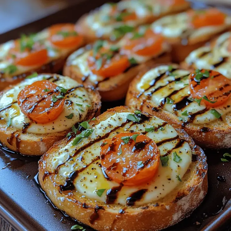 Dive into the delightful world of appetizers with our Caprese Garlic Bread Delight. This recipe marries classic Italian flavors with the comforting crunch of garlic bread, making it an irresistible starter for any meal or a mouthwatering snack that will keep guests coming back for more. Imagine crisp, golden bread topped with the creamy richness of fresh mozzarella, the vibrant sweetness of ripe cherry tomatoes, and the aromatic freshness of basil. Not only is this dish easy to prepare, but it also boasts a stunning presentation, making it a feast for both the eyes and the palate.