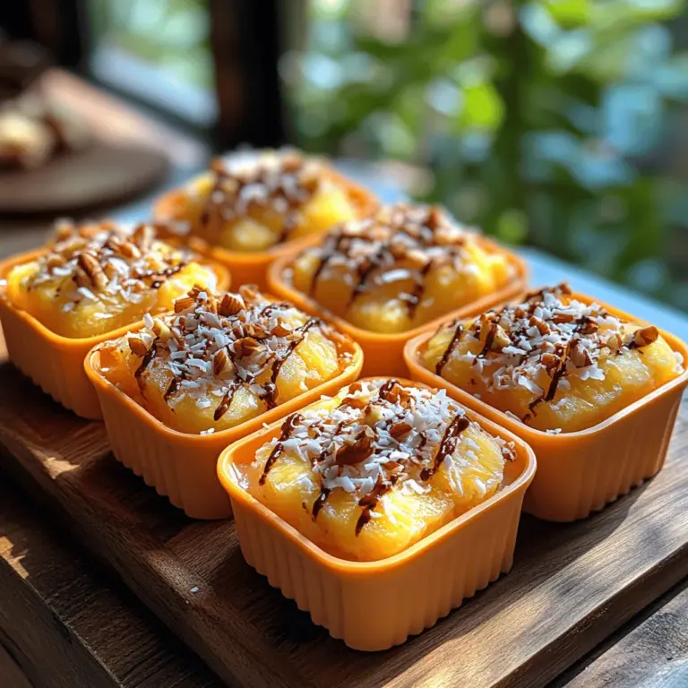 Dive into the refreshing world of our Tropical Bliss Bites, where vibrant flavors transport you straight to a sun-kissed beach paradise. This delightful recipe artfully combines the natural sweetness of ripe pineapple with the creamy richness of coconut yogurt, creating a decadent yet healthy dessert that satisfies your sweet tooth without the guilt. Whether you're looking for a light indulgence on a hot summer day or a nutritious snack to keep you energized, these bites are the perfect solution.