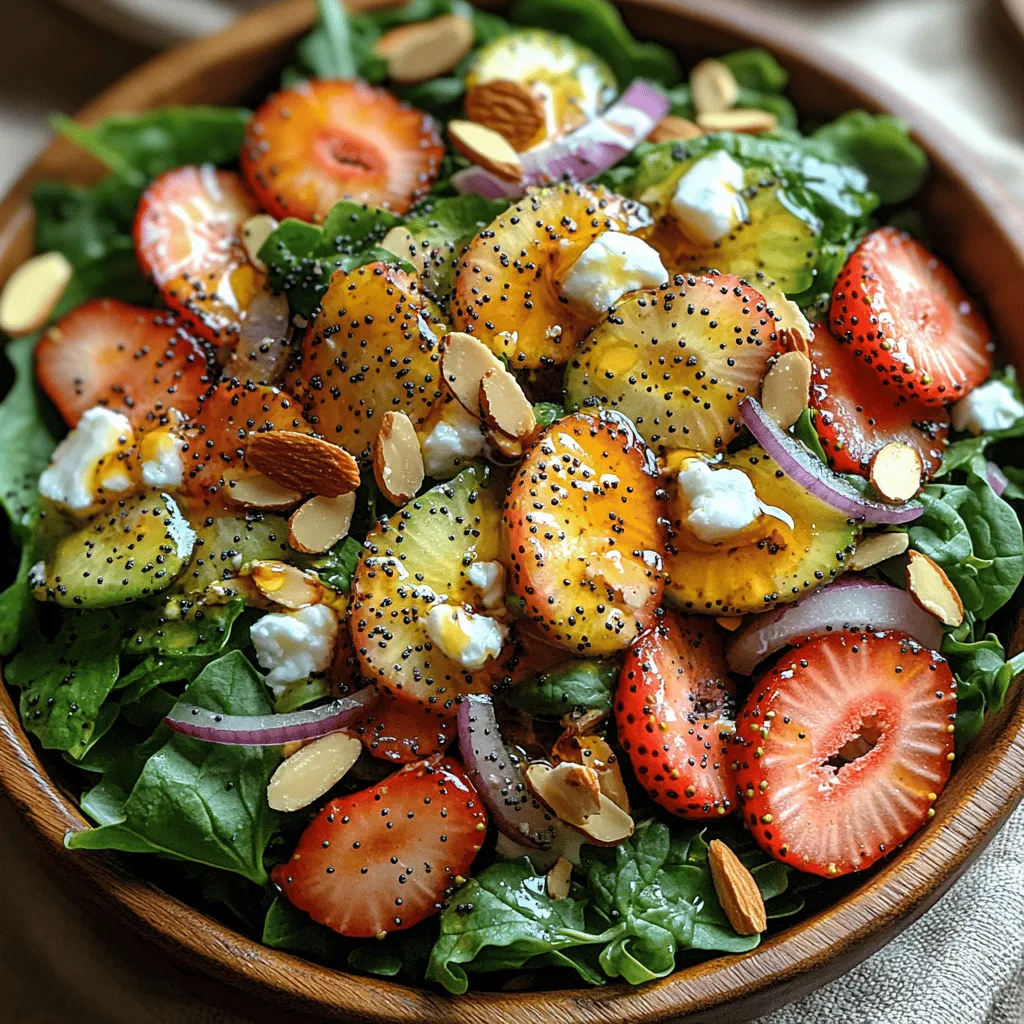 As the seasons change and warmer weather approaches, the appeal of fresh salads becomes even more pronounced. Salads are not just side dishes; they can be vibrant, flavorful meals that embody the essence of health and wellness. One such delightful option is the Refreshing Strawberry Poppy Seed Delight—a salad that marries the sweetness of fresh strawberries with the crunch of slivered almonds and the creaminess of feta cheese, all tossed together with mixed greens. This salad is not only a feast for the eyes but also a burst of flavor and nutrition that can elevate any meal, whether enjoyed as a light lunch or served as a side at gatherings and picnics.