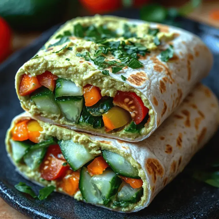 In the realm of healthy eating, finding delicious and easy-to-prepare recipes can often be a challenge. Enter the Creamy Avocado Hummus Veggie Wraps – a vibrant, nutritious meal packed with flavor and essential nutrients. This recipe is perfect for busy individuals or families looking for a satisfying lunch or dinner option that doesn’t compromise on taste or health. Made with wholesome ingredients like creamy avocado, protein-rich chickpeas, and a variety of fresh vegetables, these wraps are not only delightful to the palate but also a feast for the eyes.