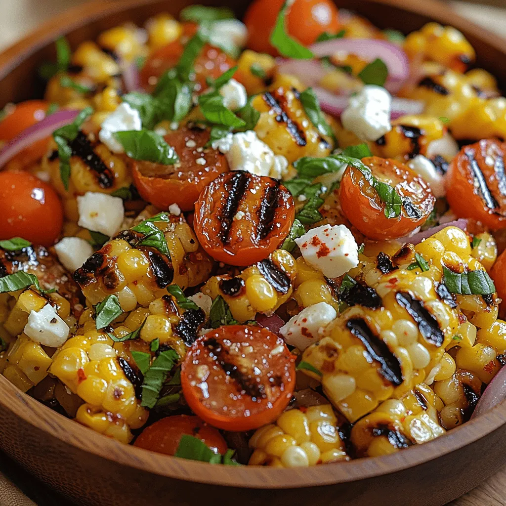 One of the most appealing aspects of this Grilled Corn Salad lies in its use of fresh, high-quality ingredients. When you use seasonal produce, you not only enhance the flavor profile of your dish but also create a more nutritious meal. Fresh corn, ripe tomatoes, and fragrant basil not only taste better but also provide a range of health benefits. Corn is rich in fiber and antioxidants, while tomatoes are a great source of vitamins C and K, and basil contains anti-inflammatory properties that contribute to overall well-being. By prioritizing fresh ingredients, you ensure that your Grilled Corn Salad bursts with flavor and nutrition, making it a guilt-free addition to your summer dining.
