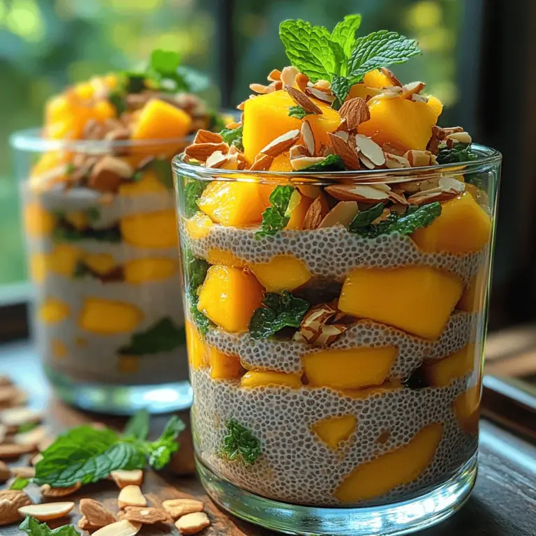 In the ever-evolving landscape of healthy desserts, the Tropical Bliss Mango Chia Pudding Cups have carved a niche for themselves. This delightful treat not only tantalizes your taste buds with its vibrant flavors, but it also serves as a nourishing option that can be enjoyed at any time of the day. The combination of creamy coconut milk, nutrient-dense chia seeds, and the naturally sweet, tropical essence of ripe mangoes creates a dessert that is as satisfying as it is wholesome. Whether you are seeking a nutritious breakfast, a refreshing snack, or a guilt-free dessert, these pudding cups are simple to prepare and packed with essential nutrients.