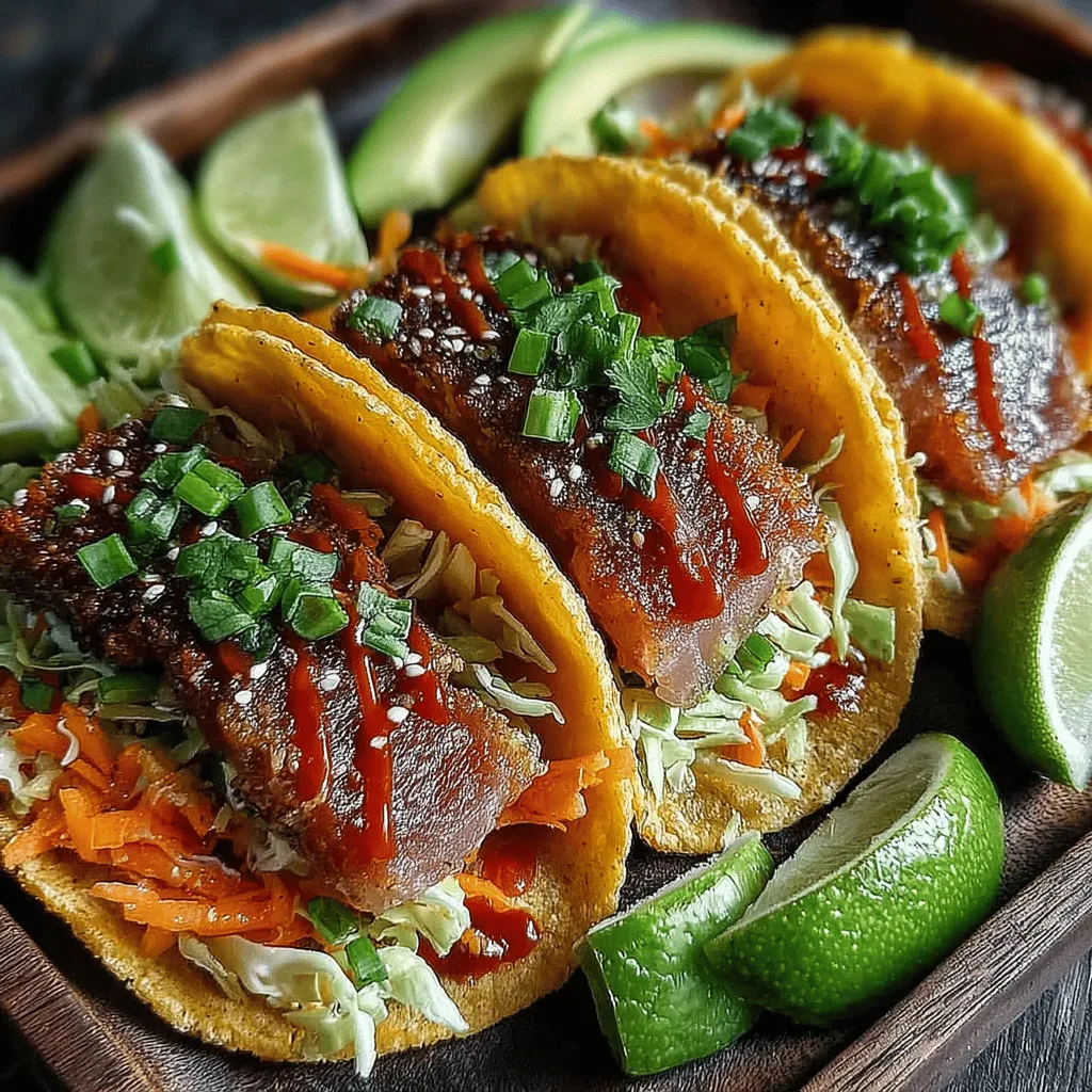 Tacos have long held a special place in the hearts of food lovers across the globe. Their versatility allows for endless variations, from classic beef and chicken to vegetarian delights. Among these, Tantalizing Tuna Tacos with Zesty Lime Slaw stand out as a refreshing and flavorful option that combines the best of the sea with vibrant, crunchy vegetables. This recipe takes sushi-grade tuna—a delicacy favored by seafood enthusiasts—and pairs it with a zesty slaw that adds both texture and brightness to each bite. Whether you're hosting a casual gathering or simply looking to elevate your weeknight dinner, these tuna tacos offer a delightful culinary experience that is both satisfying and nutritious.