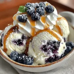 To create the luscious blueberry swirl in your Blueberry Bliss No-Churn Ice Cream, start by preparing the blueberries. In a small saucepan, combine 2 cups of fresh blueberries with 1/4 cup of granulated sugar and the juice of half a lemon. Heat this mixture over medium heat, stirring gently until the blueberries start to break down and release their juices, which should take about 5 to 7 minutes.