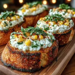 Creating the perfect grilled corn and ricotta toast is not just about the ingredients; it’s also about the presentation. The way you assemble the toasts can elevate this dish from simple to stunning. Start by taking your toasted bread slices, whether they are sourdough, ciabatta, or a gluten-free option, and place them on a serving platter.