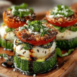 Grilled Zucchini Caprese Stacks are a delightful twist on the traditional Caprese salad, which hails from the picturesque island of Capri, Italy. This dish is a vibrant celebration of fresh, seasonal ingredients that captures the essence of summer dining. The combination of juicy tomatoes, creamy mozzarella, fragrant basil, and grilled zucchini not only tantalizes the taste buds but also brings a splash of color to your plate. As we embrace the warmth of the sunny season, this dish becomes an ideal choice for al fresco meals, potlucks, and gatherings with family and friends.