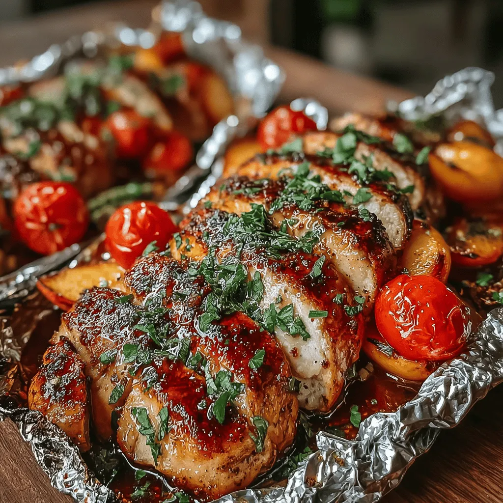 Peach & Basil Chicken Foil Packs present a vibrant and flavorful meal that combines the succulent taste of chicken with the sweetness of ripe peaches and the aromatic touch of fresh basil. This dish not only tantalizes your palate but also provides a visually appealing presentation, making it a perfect choice for family dinners or gatherings with friends. The simplicity and convenience of cooking with foil packs elevate this recipe, allowing for easy cleanup and minimal cooking fuss. Whether you’re preparing it on the grill or in the oven, foil packs promise to lock in flavors and moisture, resulting in tender, juicy chicken and perfectly roasted vegetables.