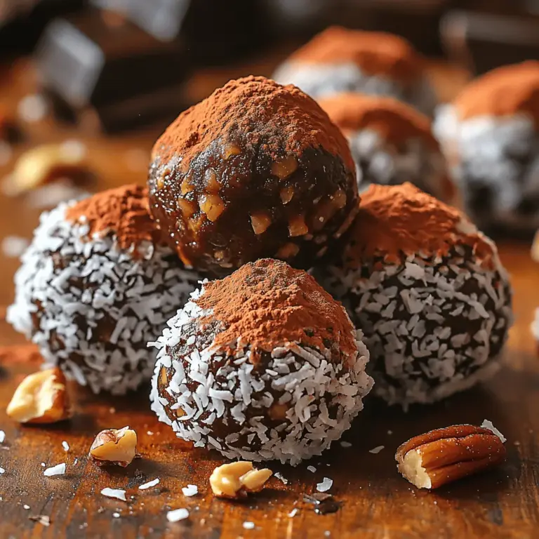 Desserts often carry the stigma of being indulgent yet unhealthy, leading many to forgo their sweet cravings in pursuit of better health. However, with a little creativity and the right ingredients, you can indulge guilt-free. Enter the Decadent Chocolate Date Delight Truffles: a sumptuous treat that marries rich flavors with nutritious components, allowing you to satisfy your sweet tooth without compromising your health goals. Made primarily from Medjool dates, nuts, and cocoa powder, these truffles not only deliver an explosion of chocolatey goodness but also pack a nutritional punch, making them an ideal snack or dessert option.