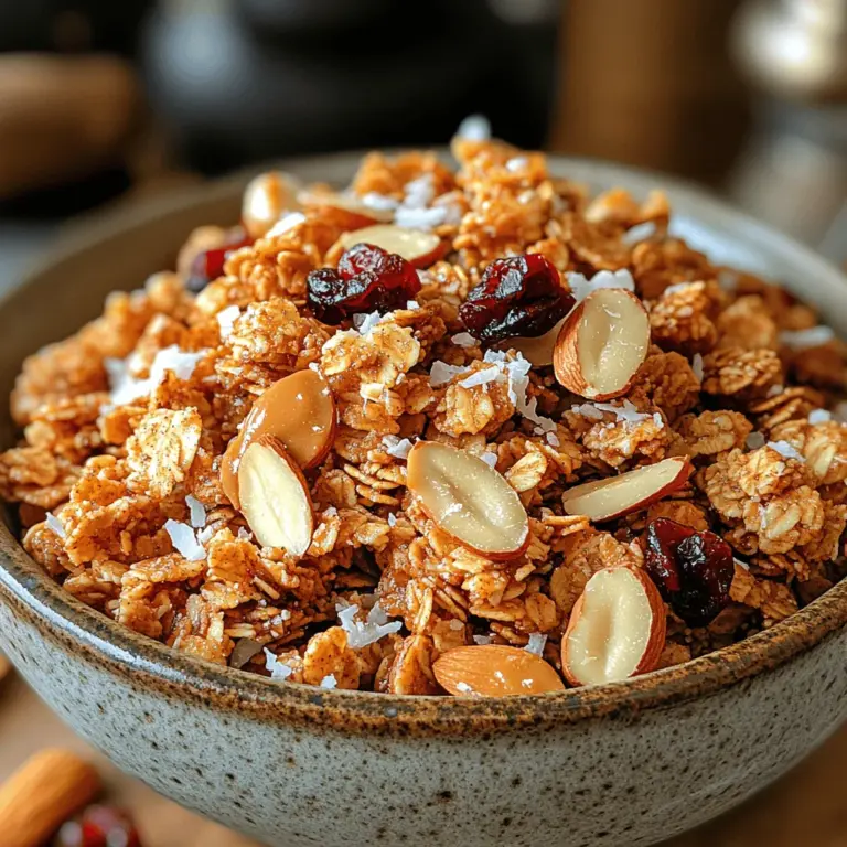 Granola has carved out a niche as a popular choice for health-conscious individuals seeking a nutritious snack or a wholesome breakfast option. Its versatility allows it to be enjoyed in various ways—whether sprinkled over yogurt, mixed into smoothies, or eaten by the handful straight from the jar. Among the myriad of granola recipes available, Crunchy Almond Bliss Granola stands out as a particularly delightful and healthful creation. This recipe combines the rich flavors of almonds, the natural sweetness of honey or maple syrup, and the wholesome goodness of oats, making it not just a treat but a powerhouse of nutrients.