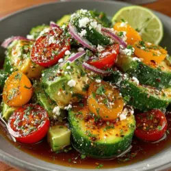In the world of salads, the Crisp & Creamy Cucumber Avocado Salad stands out as a refreshing and nutritious option. This vibrant medley combines fresh vegetables, creamy avocado, and a zesty dressing, making it a delightful addition to any meal. The beauty of this salad lies not only in its taste but also in its simplicity; it's easy to prepare and can serve various purposes—whether you need a quick side dish, a light lunch, or a healthy appetizer, this salad will satisfy your cravings while providing essential nutrients.