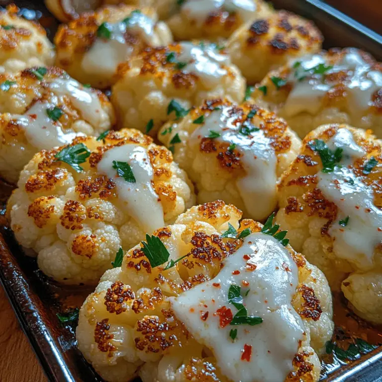 Parmesan Garlic Roasted Cauliflower is a dish that has captured the hearts and taste buds of many food enthusiasts. This delectable vegetable side dish combines the nutty, earthy flavors of roasted cauliflower with the rich, savory notes of Parmesan cheese and the aromatic punch of garlic. It’s a simple yet elegant addition to any meal, making it an ideal choice for family dinners, holiday feasts, or even a quick weeknight side. The appeal of this recipe lies not just in its sumptuous taste but also in its adaptability; it can be served alongside a variety of proteins, grains, or enjoyed as a standalone vegetarian option.