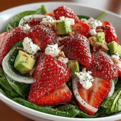 The Strawberry Spinach Salad with Poppy Seed Dressing is a culinary masterpiece that captivates the senses with its vibrant colors and refreshing flavors. This delightful dish is a perfect embodiment of the changing seasons, showcasing the lusciousness of fresh strawberries alongside the crispness of baby spinach. The salad's appeal lies not only in its aesthetics but also in its ability to deliver a medley of textures and tastes that excite the palate. Whether you are planning a casual lunch, hosting a summer picnic, or preparing an elegant dinner, this salad is a versatile choice that can elevate any meal.