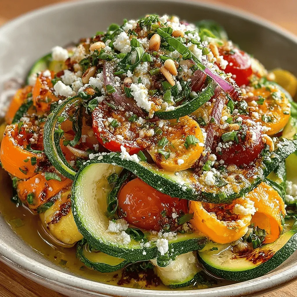 In today’s health-conscious world, vibrant salads are a go-to choice for those seeking nutritious and delicious meals. The Zucchini Ribbon Delight Salad exemplifies this trend, inviting diners to experience a refreshing dish that beautifully combines the crispness of zucchini and carrots with the burst of flavor from cherry tomatoes and the creaminess of feta cheese. Not only is this salad easy to prepare, but its visual appeal makes it an ideal centerpiece for gatherings or a light lunch option.