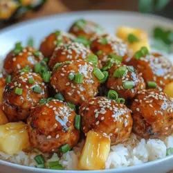Welcome to the world of Juicy Pineapple Teriyaki Meatballs, a delectable dish that seamlessly blends the savory richness of teriyaki with the sweet, tropical notes of pineapple. This recipe is not only a feast for the taste buds but also a vibrant addition to your culinary repertoire. The combination of flavors and textures makes these meatballs an ideal choice for family dinners, entertaining guests, or meal prepping for the week ahead.