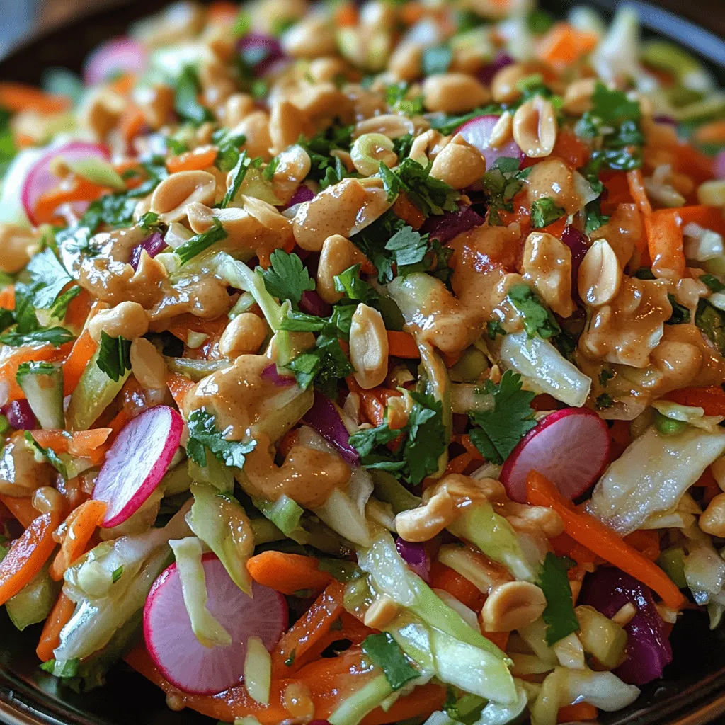 In the vibrant world of salads, few dishes can boast the same level of freshness and flavor as Crunchy Thai Peanut Slaw. This dish has quickly become a favorite among health enthusiasts and foodies alike, thanks to its colorful medley of vegetables, creamy dressing, and a satisfying crunch that makes every bite an experience. Whether served as a side dish at a summer barbecue or as a main course topped with grilled chicken or tofu, this slaw is versatile, nutritious, and utterly delightful.