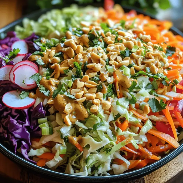In the vibrant world of salads, few dishes can boast the same level of freshness and flavor as Crunchy Thai Peanut Slaw. This dish has quickly become a favorite among health enthusiasts and foodies alike, thanks to its colorful medley of vegetables, creamy dressing, and a satisfying crunch that makes every bite an experience. Whether served as a side dish at a summer barbecue or as a main course topped with grilled chicken or tofu, this slaw is versatile, nutritious, and utterly delightful.