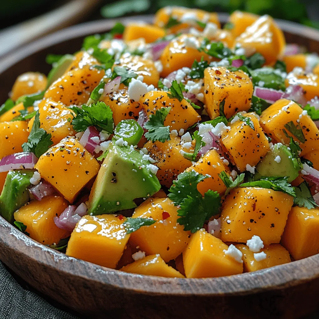 Tropical Delight: Fresh Mango Avocado Salad is a vibrant and refreshing dish that captures the essence of summer in every bite. This salad combines the luscious sweetness of ripe mangoes with the creamy richness of avocados, creating a delightful medley of flavors and textures. It appeals not only to the palate but also to the eye, making it a perfect addition to any gathering, picnic, or casual dinner. As people increasingly seek out healthy and nourishing meal options, this salad stands out for its use of fresh, quality ingredients that contribute both to its flavor and nutritional profile.