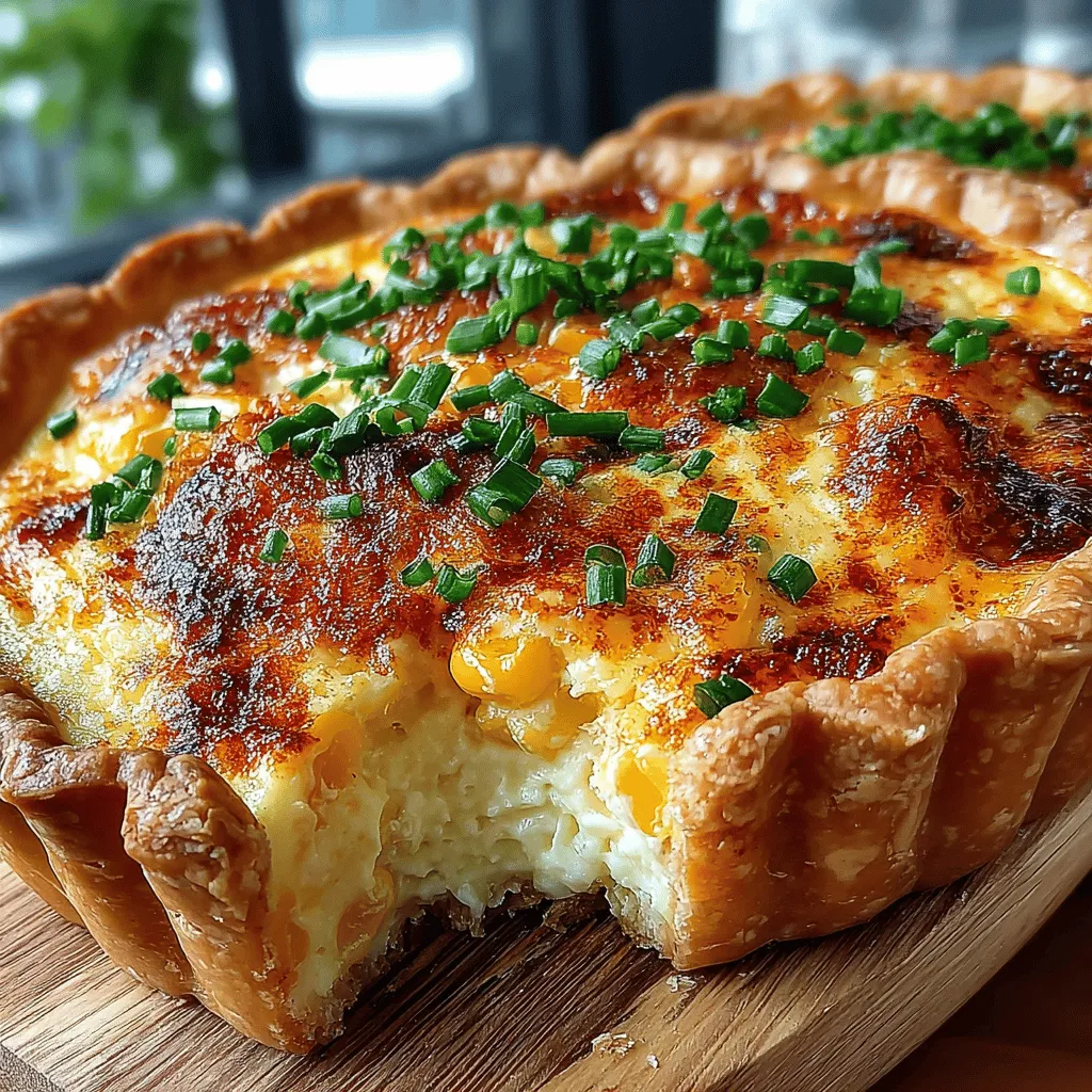 Quiche, a classic dish that has graced tables for generations, is renowned for its versatility and delightful flavor profile. Originating from the Lorraine region of France, quiche has transcended its rustic roots to become a beloved staple in kitchens worldwide, perfect for any meal of the day. Among the myriad of quiche varieties, the Sweet Corn & Cheddar Quiche shines particularly bright, thanks to its harmonious blend of fresh corn and rich cheddar cheese. This dish not only captivates the palate with its creamy and savory filling but also showcases the vibrant colors and flavors of summer.