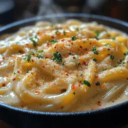 Once your pasta is perfectly cooked, it's time to bring it together with the sauce to create that luscious Garlic Parmesan Dream Pasta. Start by reserving about a cup of the pasta cooking water before draining the pasta. This starchy water is a secret ingredient that helps bind the sauce to the pasta, ensuring a creamy consistency.