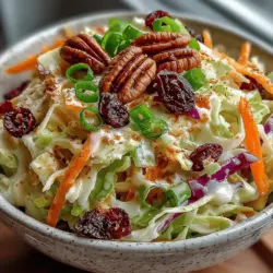 The Crunchy Apple Coleslaw Salad stands out not just for its vibrant colors and appealing textures, but also for its unique flavor profile that combines sweetness, tanginess, and crunch in every bite. Apples add a refreshing twist that brightens the dish, making it perfect for warm weather or as a refreshing side year-round. This salad is not only delightful to the palate but also remarkably nutritious, providing a wealth of vitamins and minerals that contribute to a well-balanced diet.