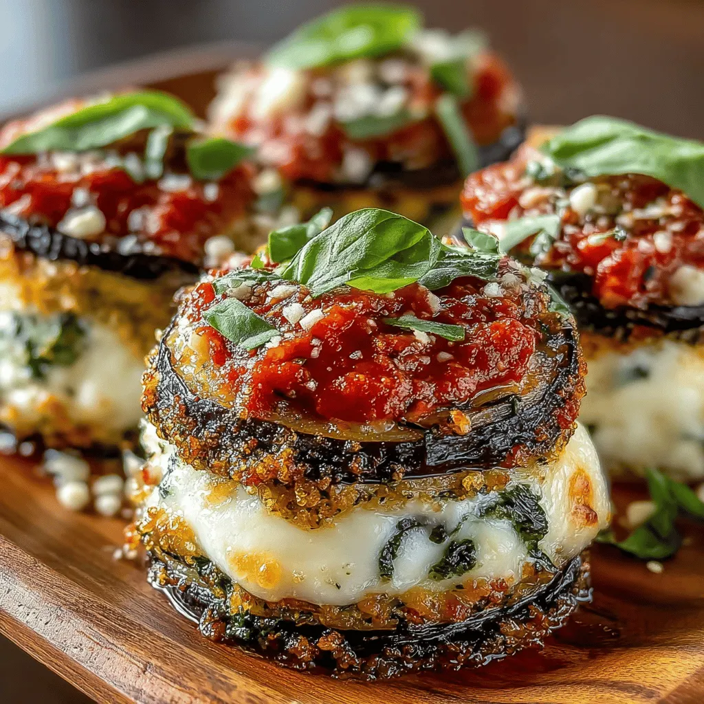 Mini Eggplant Rollatini Stacks is a delightful vegetarian recipe that captures the essence of Italian cuisine while providing a modern twist. This dish features tender slices of eggplant rolled around a creamy ricotta filling, layered with rich marinara sauce and topped with gooey mozzarella and parmesan cheeses. Not only does it tantalize the taste buds, but it also embodies a beautiful presentation, making it an ideal choice for both casual family dinners and elegant gatherings.