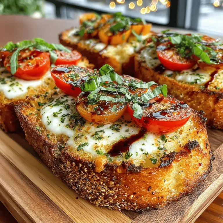 If you're looking for a dish that beautifully marries the comforting essence of garlic bread with the vibrant flavors of a Caprese salad, then Caprese Garlic Bread Delight is your answer. This delectable recipe offers a harmonious blend of savory garlic, creamy mozzarella, and juicy tomatoes, all perched upon a crispy base of artisanal bread. Not only is it a feast for the senses, but it also stands out as an exceptional choice for gatherings, family dinners, or even as a gourmet snack to enjoy while lounging at home.