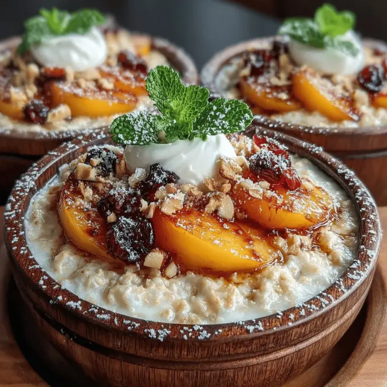 Creating visually appealing Hearty Peach Bowls is as much about aesthetics as it is about taste. When layering your ingredients, consider starting with a base of creamy yogurt or a plant-based alternative. This sets a smooth foundation that complements the textures of the other layers.