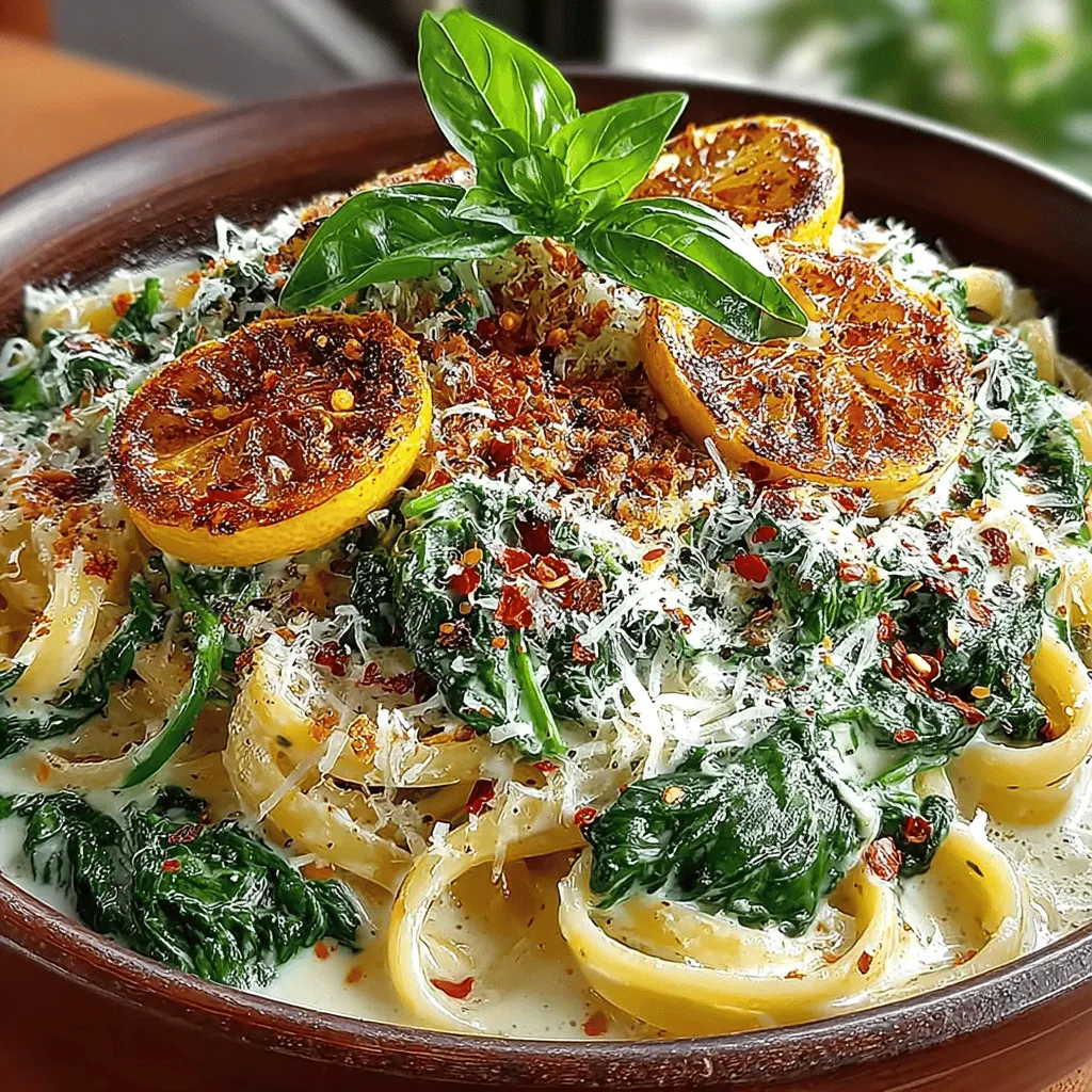 To start your Creamy Lemon Spinach Pasta, the first step is to boil your pasta. Choose your preferred type, such as fettuccine, spaghetti, or penne. Fill a large pot with water and bring it to a rolling boil. It is essential to generously salt the water before adding in the pasta; this enhances the flavor of the pasta itself.