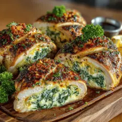 Before you start the cooking process, preheating your oven to 375°F (190°C) is crucial. This step ensures that your Spinach & Artichoke Stuffed Chicken cooks evenly, allowing the chicken to reach the perfect internal temperature while keeping the stuffing moist and flavorful. An adequately preheated oven will also help to achieve a nice, golden-brown exterior on your chicken, enhancing both its appearance and taste.