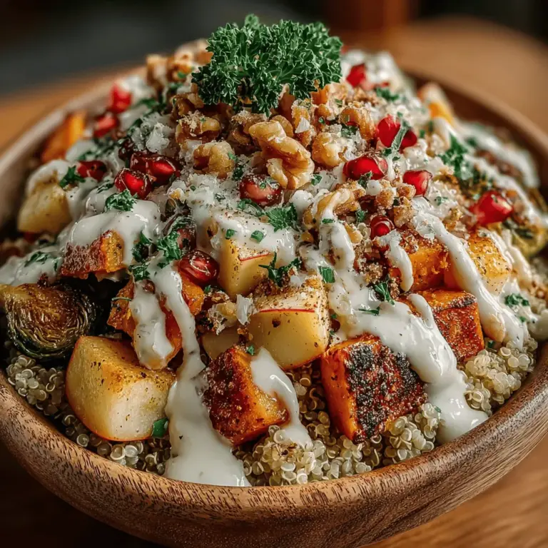 In the realm of wholesome and satisfying meals, the Harvest Harmony Grain Bowl emerges as a quintessential representation of autumn's rich offerings. This vibrant and colorful dish is a celebration of seasonal ingredients, boasting a delightful combination of quinoa, sweet potatoes, and Brussels sprouts. Each component not only contributes to a visually appealing presentation but also packs a punch in terms of nutrition. Whether you're seeking a hearty lunch or a cozy dinner, this recipe invites you to indulge in the comforting flavors of fall while ensuring a balanced meal that can be customized to suit your dietary preferences.