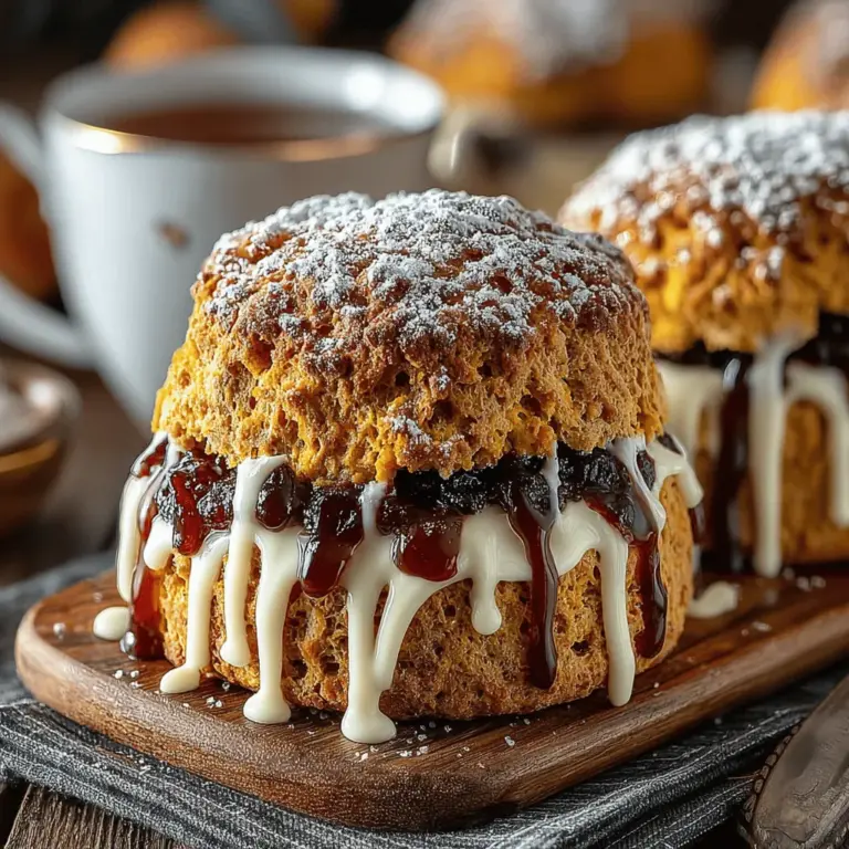 As the leaves begin to turn and a crispness fills the air, the arrival of fall ushers in a season rich with flavors and warmth. Among the many ways to celebrate this enchanting time of year, baking a batch of Harvest Delight Pumpkin Scones stands out as a beloved tradition. These delightful scones perfectly encapsulate the essence of autumn, intertwining the comforting flavors of pumpkin with aromatic spices, all topped with a sweet cinnamon drizzle. Whether enjoyed as a hearty breakfast, a cozy afternoon snack, or a centerpiece for a gathering with friends and family, these pumpkin scones are as versatile as they are delectable.