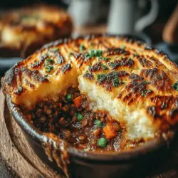 Shepherd's Pie is a beloved classic, known for its comforting layers of meat and mashed potatoes. Traditionally made with lamb or beef, this dish has evolved over time to suit various dietary preferences. In this recipe, we present a Savory Lentil and Vegetable version that offers a healthier, plant-based alternative without compromising on flavor. This adaptation not only caters to those seeking vegetarian or vegan options but also highlights the growing popularity of lentils as a staple in many kitchens.