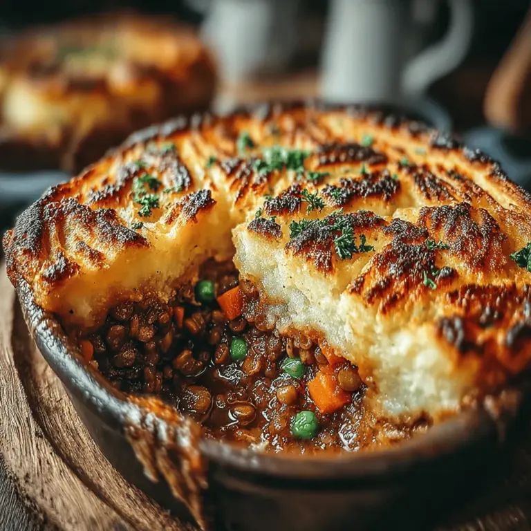 Shepherd's Pie is a beloved classic, known for its comforting layers of meat and mashed potatoes. Traditionally made with lamb or beef, this dish has evolved over time to suit various dietary preferences. In this recipe, we present a Savory Lentil and Vegetable version that offers a healthier, plant-based alternative without compromising on flavor. This adaptation not only caters to those seeking vegetarian or vegan options but also highlights the growing popularity of lentils as a staple in many kitchens.