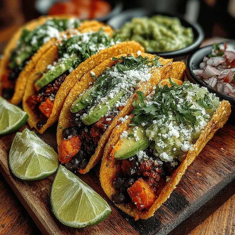 Tacos have solidified their status as one of the most versatile meal options in the culinary world. From street carts in Mexico to gourmet restaurants across the globe, tacos can accommodate a myriad of flavors, fillings, and dietary preferences. This adaptability is a fundamental reason behind their soaring popularity, appealing to everyone from meat lovers to plant-based enthusiasts. As the world increasingly shifts towards healthier eating habits, vegetarian recipes are taking center stage, and one such dish that embodies the essence of flavor and nutrition is the Savory Sweet Potato and Black Bean Taco.