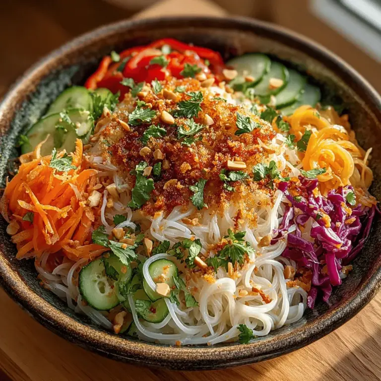 If you're searching for a dish that combines vibrant flavors, refreshing textures, and wholesome ingredients, look no further than the Zesty Thai Peanut Noodle Salad. This delightful salad is not only a feast for the eyes but also a celebration of the unique culinary heritage of Thailand. It combines the nutty richness of peanuts with the crunch of fresh vegetables, all tossed in a zesty dressing that brings everything together in perfect harmony. This salad is great as a light lunch or a side dish for dinner, making it versatile enough to suit any occasion.
