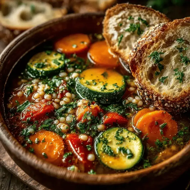 - 1 cup pearl barley - 1 tablespoon olive oil - 1 medium onion, diced - 2 cloves garlic, minced - 2 carrots, diced - 2 stalks celery, diced - 1 medium zucchini, diced - 1 red bell pepper, diced - 2 cups fresh spinach, chopped - 1 teaspoon dried thyme - 1 teaspoon dried oregano - 6 cups vegetable broth - 1 can (14.5 ounces) diced tomatoes - Salt and pepper to taste