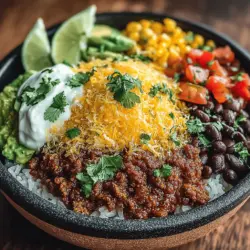 Creating the perfect Turkey Fiesta Taco Bowl is not just about the ingredients but also about how you assemble them for the best flavor and visual appeal. Here is a step-by-step guide on how to layer your ingredients effectively: