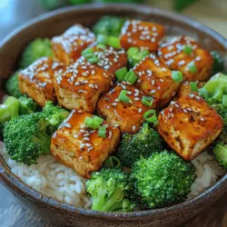 - 14 oz firm tofu - 2 cups broccoli florets - 1 cup jasmine or basmati rice - 1/4 cup soy sauce - 2 tablespoons maple syrup or honey - 1 tablespoon rice vinegar - 1 tablespoon sesame oil - 1 tablespoon grated ginger - 2 cloves garlic, minced - 2 tablespoons vegetable oil (for cooking) - Sesame seeds (for garnish) - Green onions, sliced (for garnish)