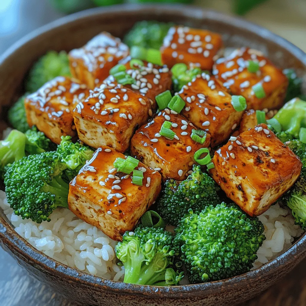 - 14 oz firm tofu - 2 cups broccoli florets - 1 cup jasmine or basmati rice - 1/4 cup soy sauce - 2 tablespoons maple syrup or honey - 1 tablespoon rice vinegar - 1 tablespoon sesame oil - 1 tablespoon grated ginger - 2 cloves garlic, minced - 2 tablespoons vegetable oil (for cooking) - Sesame seeds (for garnish) - Green onions, sliced (for garnish)