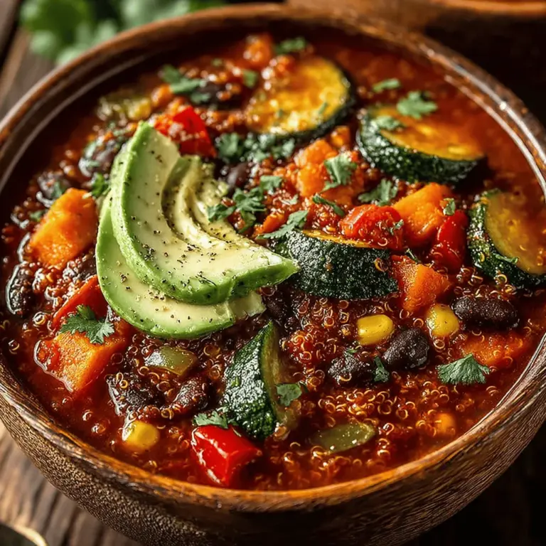 - 1 cup quinoa, rinsed - 1 can (15 oz) black beans, drained and rinsed - 1 can (15 oz) kidney beans, drained and rinsed - 1 can (15 oz) diced tomatoes - 1 cup vegetable broth - 1 medium onion, diced - 3 cloves garlic, minced - 1 bell pepper, diced - 2 carrots, diced - 1 zucchini, diced - 1 tablespoon chili powder - 1 teaspoon cumin - 1 teaspoon smoked paprika - Salt and pepper to taste - 1 tablespoon olive oil - Fresh cilantro for garnish (optional)