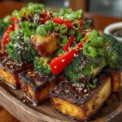 - 14 oz firm tofu - 2 cups broccoli florets - 1 red bell pepper, sliced - 2 tablespoons cornstarch - 3 tablespoons vegetable oil - 3 cloves garlic, minced - 1 tablespoon fresh ginger, grated - 1/4 cup soy sauce (or tamari for gluten-free) - 1/4 cup teriyaki sauce - 1 tablespoon sesame oil - 1 tablespoon sesame seeds (for garnish) - Cooked rice or quinoa (for serving)