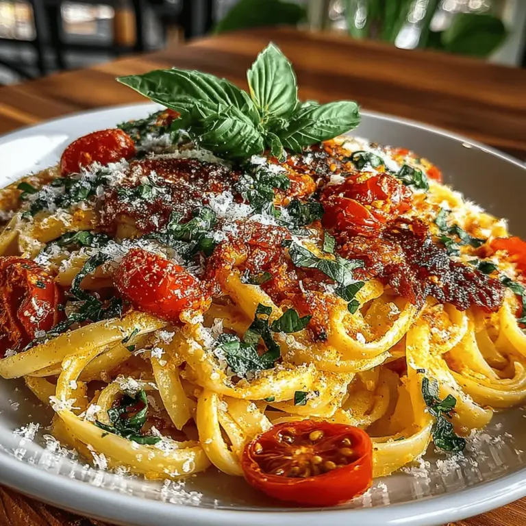 - 8 ounces of pasta (linguine, fettuccine, or penne) - 2 tablespoons olive oil - 3 cloves garlic, minced - 1 can (28 ounces) crushed tomatoes - 1 cup heavy cream - 1 teaspoon sugar - Salt and pepper to taste - 1 cup fresh basil leaves, chopped - Grated Parmesan cheese for serving