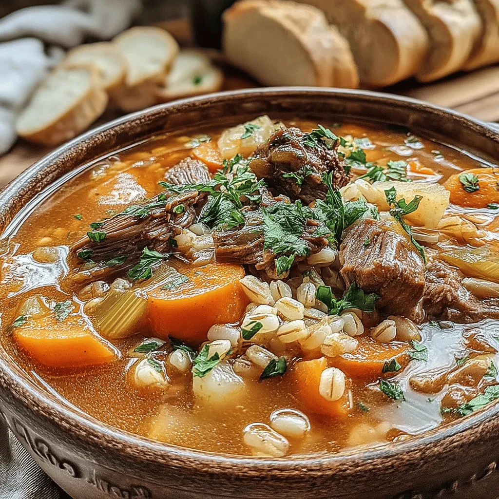As the weather turns chilly and the days grow shorter, there's nothing quite like a warm bowl of rustic hearty beef and barley soup to bring comfort and nourishment. This dish is a celebration of rich flavors, robust ingredients, and home-cooked goodness, making it the perfect choice for family gatherings or a cozy night in. Each spoonful is filled with tender beef, hearty barley, and a medley of vegetables, creating a satisfying meal that warms both body and soul.