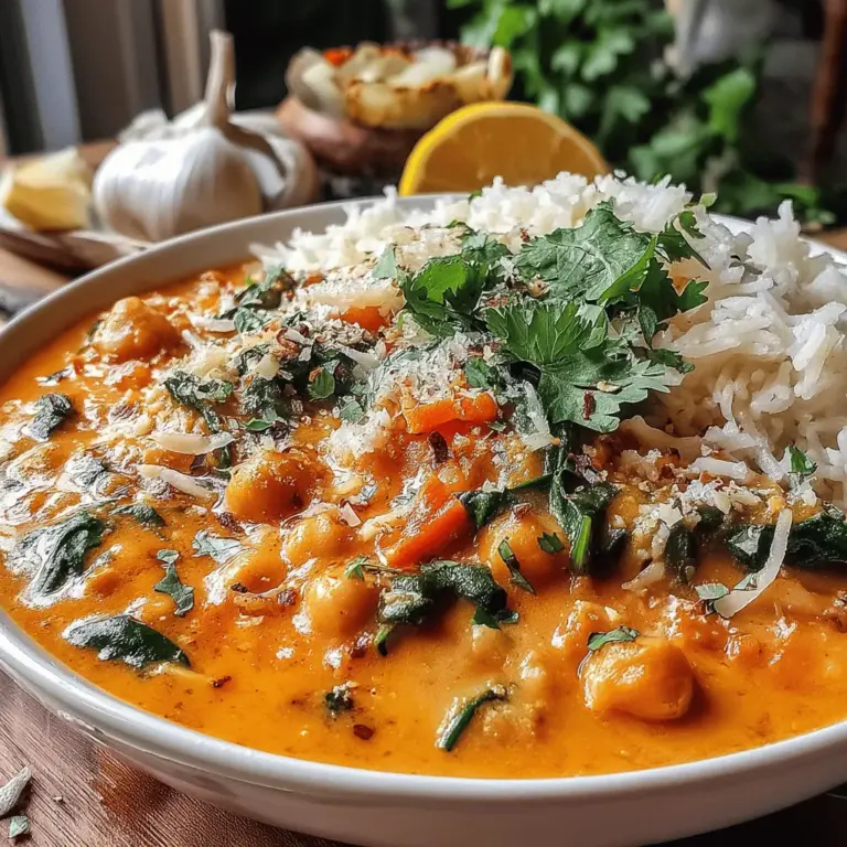 Quick Chickpea and Spinach Coconut Curry is a vibrant and delicious vegan dish that is both comforting and nourishing. This recipe combines the earthy flavors of chickpeas with the freshness of spinach and the creamy richness of coconut milk, creating a meal that is satisfying and packed with nutrition.